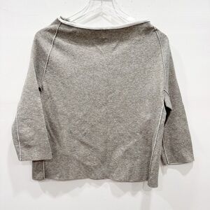 Annette Gortz Foldover Neck Seamed Sweater Top Boxy Fit Tan XS